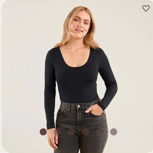 nuuds black long sleeve bodysuit scoop neck size SMALL
